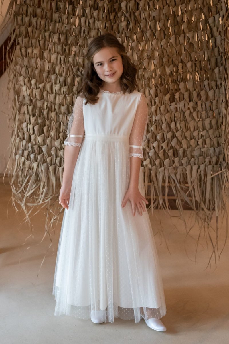 Kommunionkleid mit Ärmel schlicht