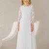 Kommunionkleid mit zarter Spitze und langen Ärmeln